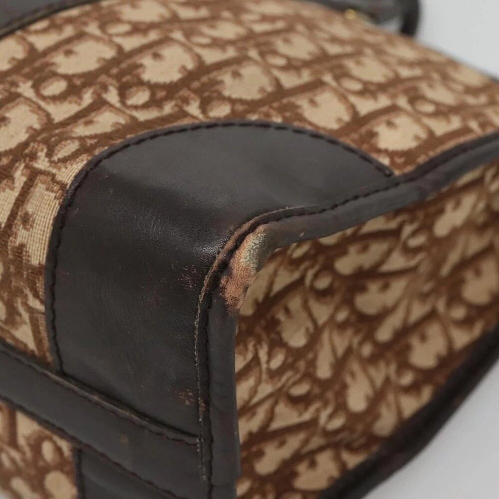 Christian Dior Trotter Canvas Hand Bag Brown Gold Auth 137848 - Picture 5 of 16